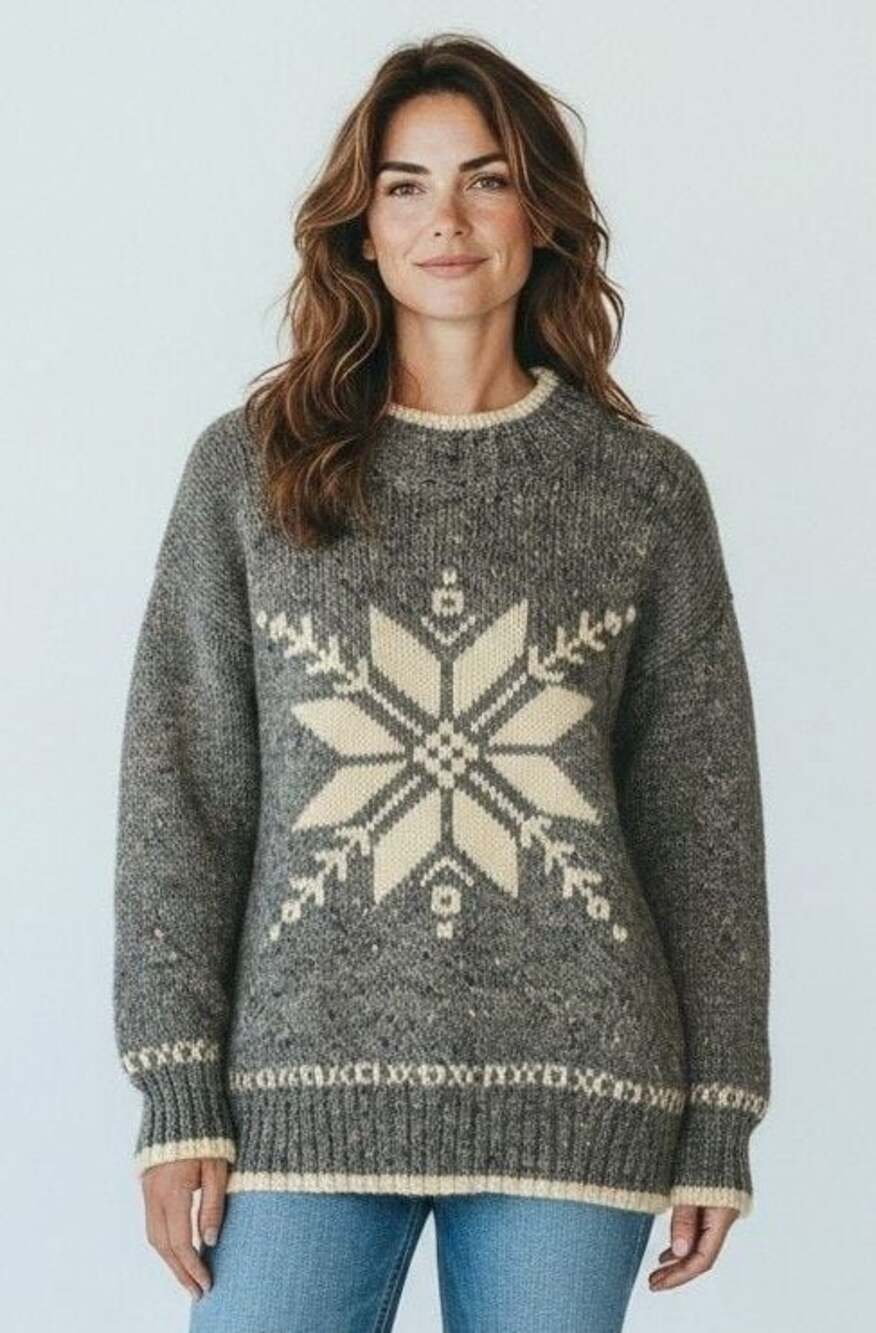 Lizwear Vintage Tweed Snowflake Sweater Crew Neck Medium